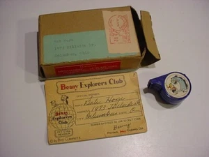 ultra-selten 1951 BEANY CECIL Mitgliedschaft Kit Pfeife Decoder Karte WBNS-TV mit Mailer - Bild 1 von 10