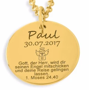 Cadena para bautizo, cadena para niños con versículo bíblico, regalo para bautizo chapado en oro - Imagen 1 de 3