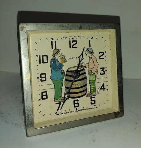 Unique Lux Happy Days Beer Drinker Novelty Desk Animated Clock Working Automaton Cover
