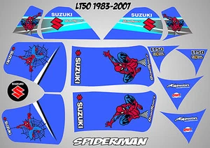 suzuki lt50 quad graphics stickers decals lt 50 laminated spiderman blue lt 50 - Picture 1 of 1