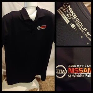 Mens Nike Golf Dri-Fit Embroidered Black Polo Shirt Nissan Dealer Size Large - Picture 1 of 10