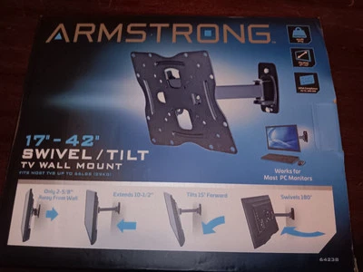 ARMSTRONG 17" - 42"  Swivel & Tilt  Tv/ Monitor Wall Mount 180° Swivel, 15° Tilt - Image 1 of 4