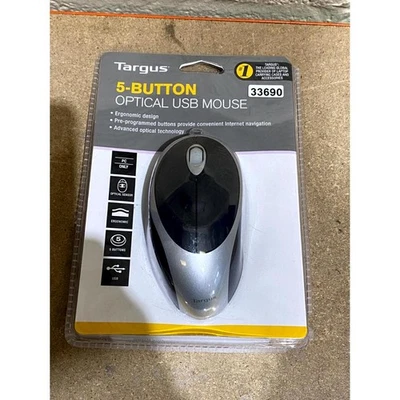Targus AMU06EU Optical Mouse Black Silver Wired Ergonomic Programmable 5 Buttons - Image 1 of 4
