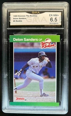 1989 Donruss The Rookies Deion Sanders Rookie RC #6 Yankees GMA 6.5 - Image 1 of 2