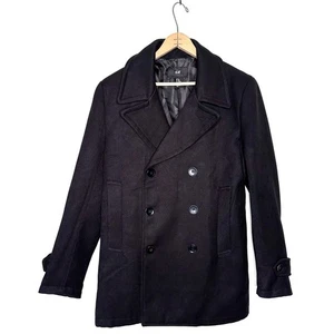 Chaquetón de sarga negra de doble botonadura para hombre H&M talla 36R - Imagen 1 de 12