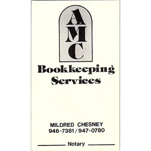 Tarjeta de visita de colección Mildred Chesney Bookkeeping Services AMC SC9-B6 - Imagen 1 de 2
