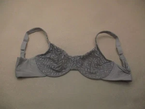 38D Olga Womens Gray Lace Unlined Underwire Back Closure Wide Strap Demi Bra 9B - Picture 1 of 8