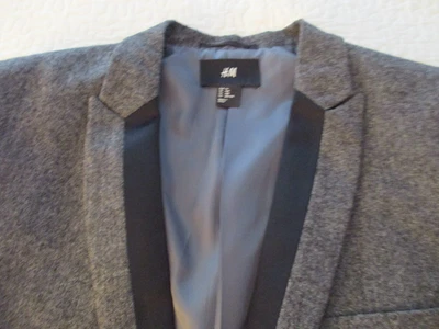 Blazer H&M Para Hombre Gris Tweed Mezcla Lana con Solapa Negra Talla 44R Foto 1 de 4