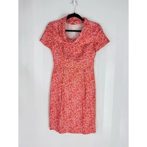 BANANA REPUBLIC Women’s Orange/White 100% Silk Sheath Dress Sz 0 - Picture 1 of 9