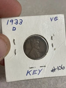 1933 D Lincoln Wheat Cent VG #106 - Picture 1 of 2
