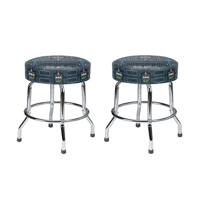19" Pac Man Arcade Game Cocktail Table Swivel Bar Stools - Set of Two Pacman - Image 1 of 2