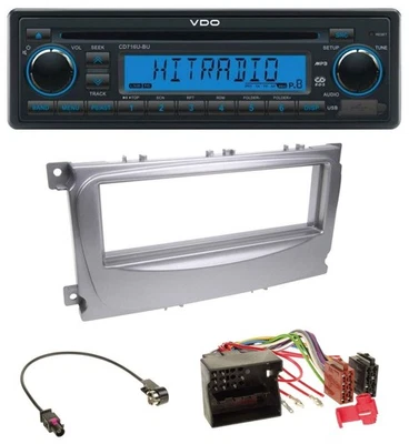 VDO AUX MP3 1DIN CD USB Autoradio für Ford Galaxy C-Max Focus ab 2007 silber - Bild 1 von 4