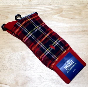 NUEVO CON ETIQUETAS POLO Ralph Lauren VESTIDO A CUADROS CALCETINES CREW Mezcla de Lana ROJO VERDE Hombres 6-12.5 - Imagen 1 de 4