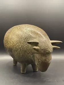 Vintage Handcrafted Brass Sheep Figurine 6 inches Tall Weighs 2 Pounds - Picture 1 of 14