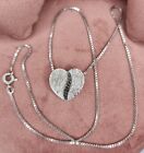 VINTAGE Style Chocolate Diamond Heart Pendant 925 Sterling Silver 18" Box Chain 