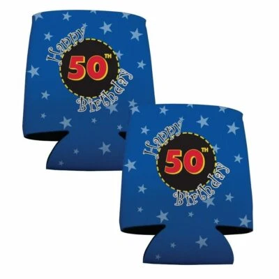 50th Birthday Party Can Cooler Set - 1 Design - Set of 6 - FREE SHIPPING - Image 1 of 2