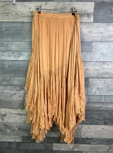 Free People One Clover Midi Skirt Size Large Tan Peach Boho Asymmetrical Flowy - Picture 1 of 11