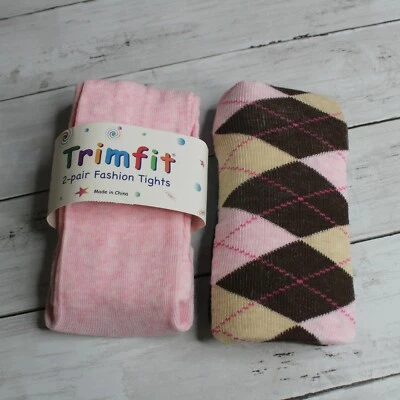 Medias de punto Trimfit para niña talla juvenil 4-6 rosa marrón argyle Foto 1 de 4