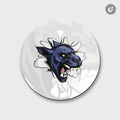 Black Panther Head Breaking Wall Animal | 4'' X 4'' Round Decorative Magnet - image 1 of 2