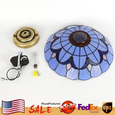 12" Tiffany Style Stained Glass Flush Mount Ceiling Light Pendant Lamp Fixture - Image 1 of 4