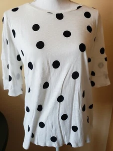 NUEVO CON ETIQUETAS Mujer Loft Camisa Lunares Manga Corta Volantes Talla M - Imagen 1 de 3