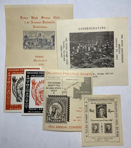 1939-49 OKLAHOMA LOT OF POSTER STAMPS FROM EXHIBITIONS, PHILATELIC SOCIETY, CLUB Cover