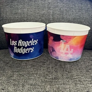 LA Dodgers Stadium Souvenir Lg Round Popcorn Bucket MLB Baseball Blue Lot 2 - Picture 1 of 14