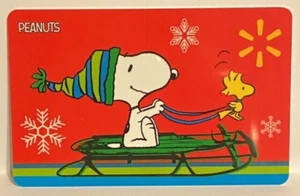 WalMart Peanuts Snoopy & Woodstock On Green Sled 2023 Gift Card FD-2321626C - Picture 1 of 1