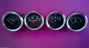 2'' /52mm Elec Gauge - Volt Temp Oil Press Fuel Gauge -Black Face Chrome Bez@vd - Picture 1 of 3