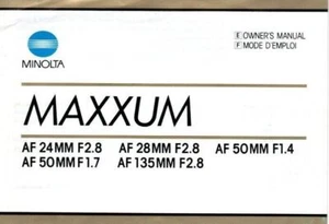 Minolta Maxxum fixed AF lenses owner's manual (2 pages/1984) English & French - Picture 1 of 3