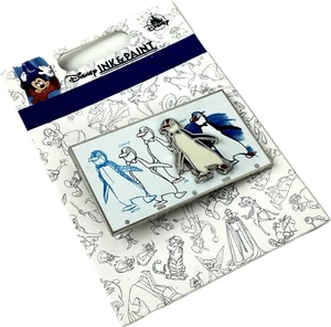 Disney Parks Silver White 2020 Ink and Paint Series Sketch Animation Penguin Pin - Picture 1 of 1