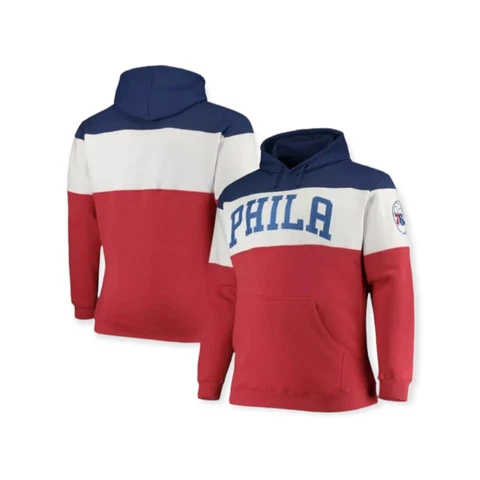 Philadelphia 76ers NBA Men Fanatics Colorblock Wordmark Pullover Hoodie Size 2XL Cover