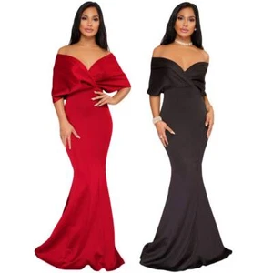 Celebrity Style Off Shoulder Mermaid Maxi Dress Prom Formal Evening Long Gown - Picture 1 of 5