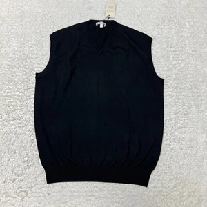 Peter Millar Vest Sweater Men Medium Black V Neck Merino Wool Pullover Stretch 0 - Picture 1 of 13