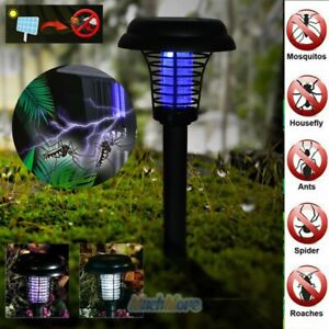 Solar Powered Led Mosquito Fly Bug Insect Zapper Killer Trap Lamp Light Outdoor