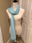 Calvin Klein Scarf Pale Blue And White Sheer 72 Inch By 25 Inch