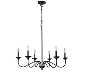 6-Light Farmhouse Black Dining Room Chandeliers Wrought Iron Candle Chandelier - Picture 1 of 11