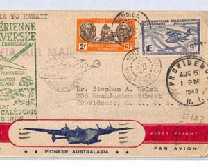 NEW CALEDONIA Air 1940 *CLIPPER* ILLUSTRATED Cover FIRST FLIGHT Canton Is YH154 - Picture 1 of 10