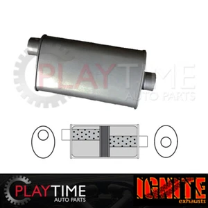 REDBACK 2 1/2 INCH 10"X4" 14"L GLASS PACKED CHAMBERED OFFSET / CENTRE MUFFLER - Picture 1 of 2
