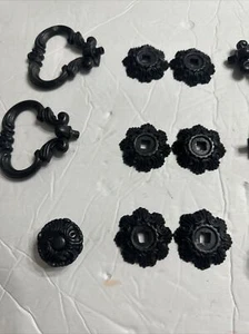 Lot Of 6 Vintage Decorative Black Dresser Drawer Handles  Used - Picture 1 of 7