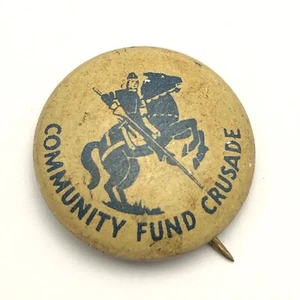 Vintage Lapel Pin Pinback Community Fund Crusaders Historical 1920s 30s Horse - Picture 1 of 3
