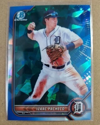 2022 Bowman Chrome Sapphire Izaac Pacheco BCP-106 prospect Detroit Tigers    - Image 1 of 2