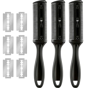 3 Pieces Hair Cutting Comb Set with 10 Razors, Double Edge Razor, Thinning Comb - Picture 1 of 6
