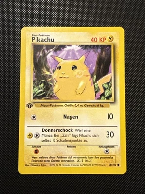 Pokémon Pikachu TCG Base Set 1st Edition Common Card 58/102 German - Image 1 of 4
