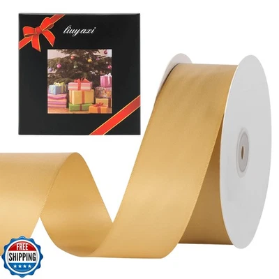 LIUYAXI Gold Double Face Satin Ribbon 2" X 50 Yards, Ribbons Perfect for Craf - Image 1 of 4