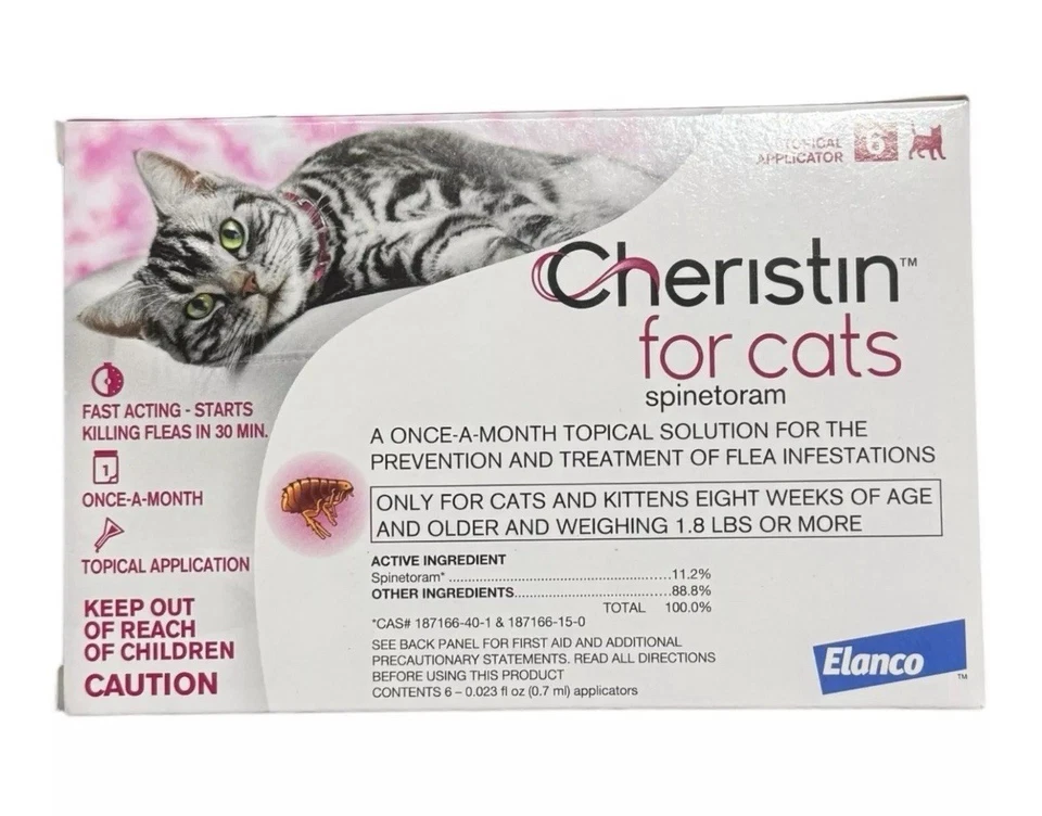 Cheristin For Cats Elanco 6 Doses Flea Treatment Prevention Pack of 5 (30 Doses)