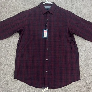 Hart Schaffner Marx Mens Medium Plaid Long Sleeve Button Down Shirt NEW Burgundy - Picture 1 of 9