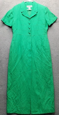 Vestido Camisa Larga Jessica Howard Mujer Talla 10 Verde Lino Acolchado Botón Delantero Foto 1 de 4