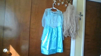Halloween Dress Up Girl 4-6X Disney Blue Elsa Dress + Hocus Pocus Blonde Wig - Image 1 of 4