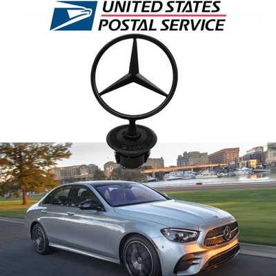 matt black ears Fits Mercedes-Benz Standing Hood Star Logo Emblem Badge Ornament Foto 1 de 4